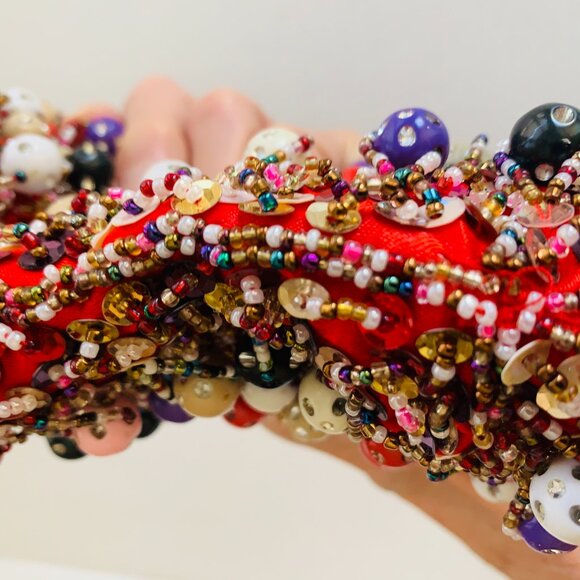 Unique Heavily Beaded Purse | Art to Wear | Rhinestone Detail Evening/Party Bag - Picture 6 of 11